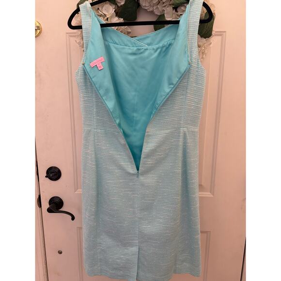 Lilly Pulitzer Patt Dress Women's Size 10 Shorley Blue Textured Classic Luxury - Picture 7 of 12